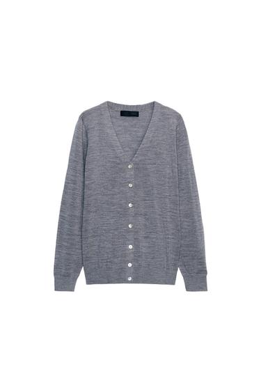 CHAQUETA PUNTO 100% LANA MERINO - Gris vigoré de Zara