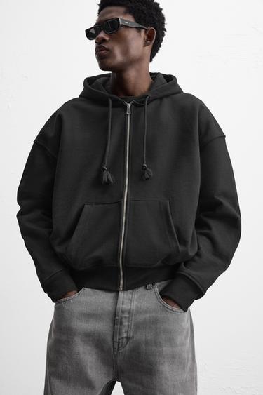 HEAVYWEIGHT ZIP-UP HOODIE - Black by Zara