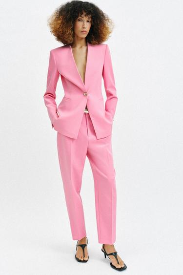 CROPPED TROUSERS WITH BELT - Pink by Zara - Image 0