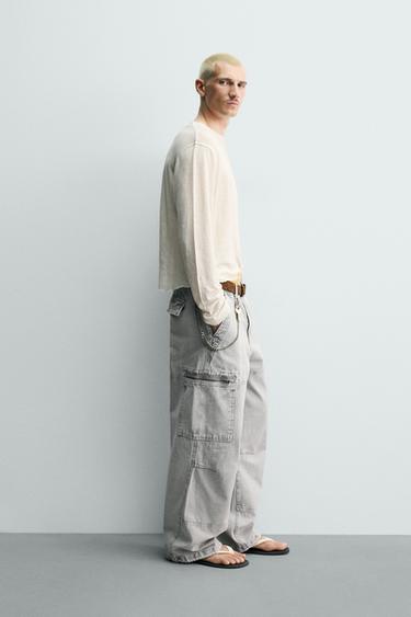 WASHED PARACHUTE CARGO TROUSERS - Light grey by Zara - Image 3