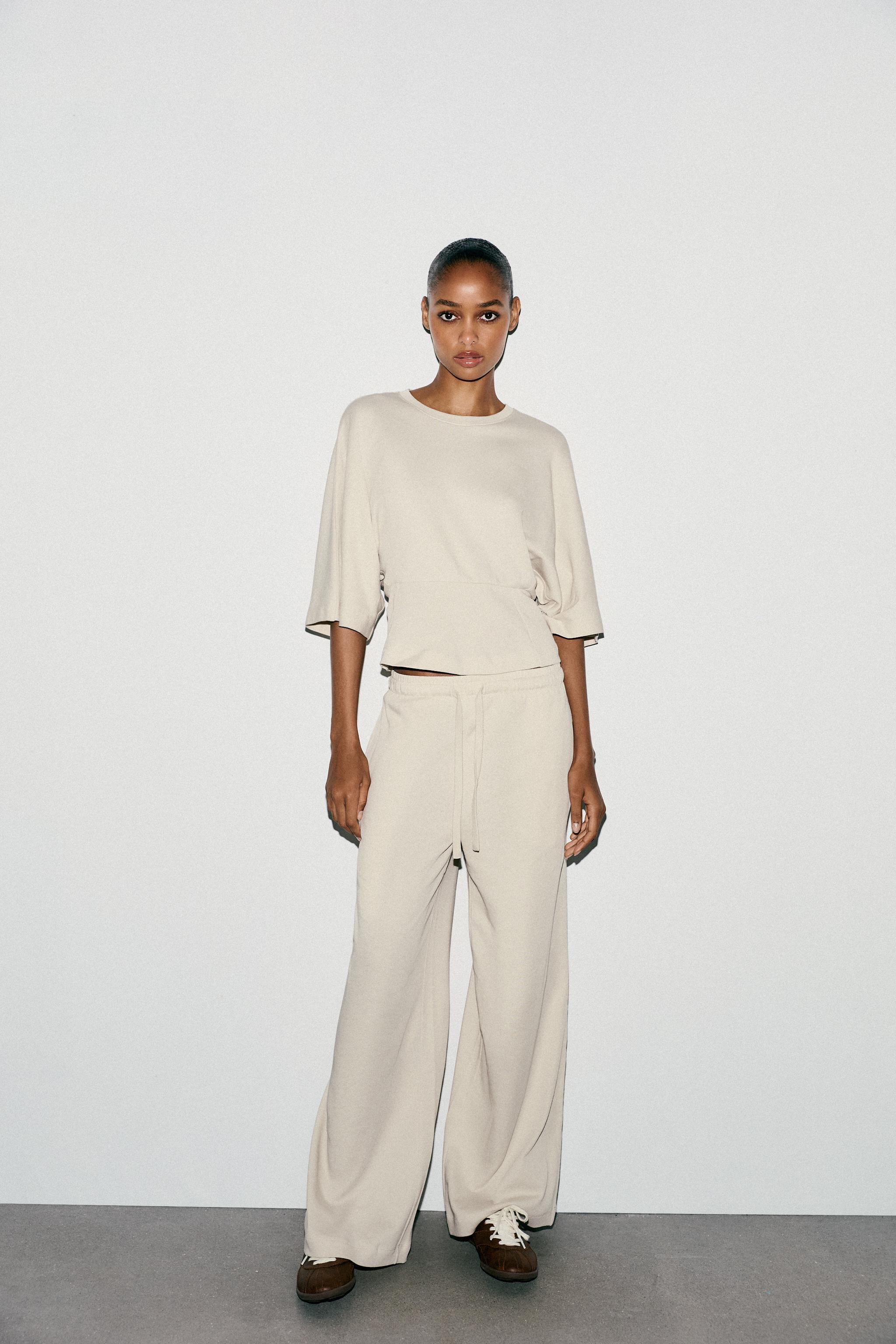 COTTON STRAIGHT-LEG TROUSERS - Ecru | ZARA Spain