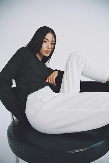 HIGH-WAIST TROUSERS - White by Zara