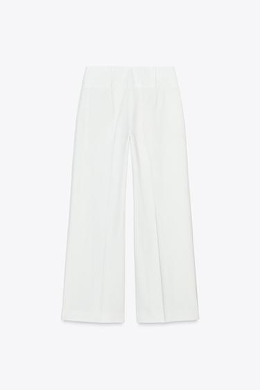 WIDE-LEG TROUSERS WITH CROSSOVER WAIST - Ecru by Zara - Image 7