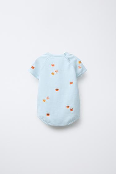 BARBOTEUSE EN MAILLE BRODÉE CRABES ET POISSONS - Bleu clair de Zara - Image 1