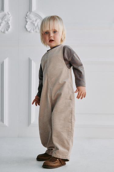 SALOPETTE LUNGA IN VELLUTO A COSTINE - Marrone / Taupe di Zara