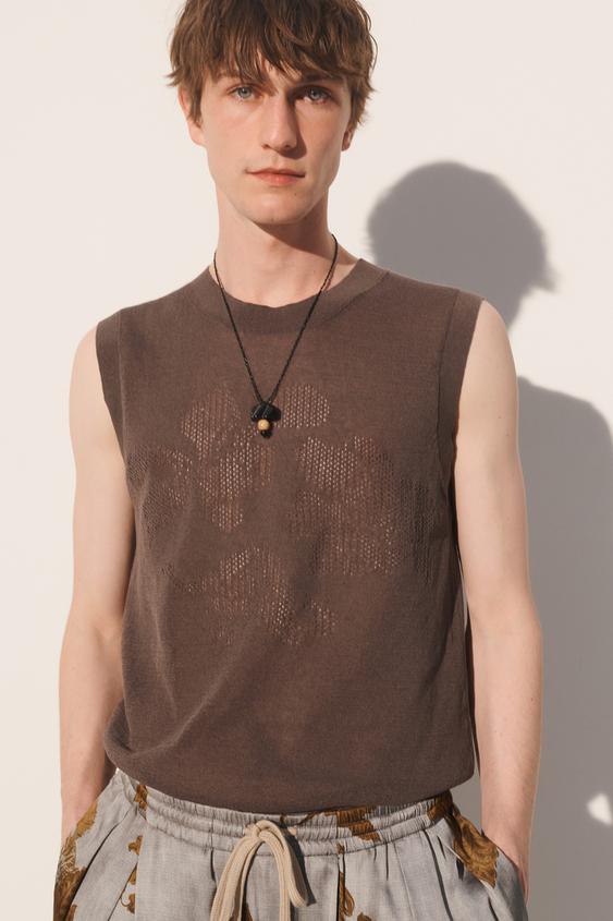 FLORAL JACQUARD KNIT VEST from Zara - $69.90