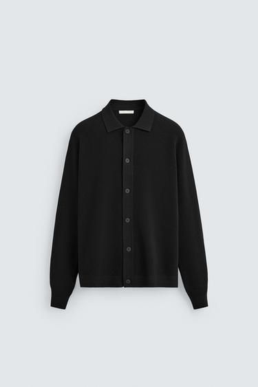 TEXTURED CARDIGAN WITH VISCOSE - Black by Zara