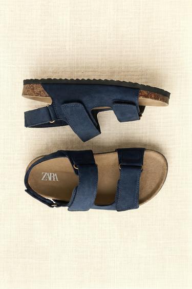 Zara BUCKLED SANDALS - Navy Blue - Image 0