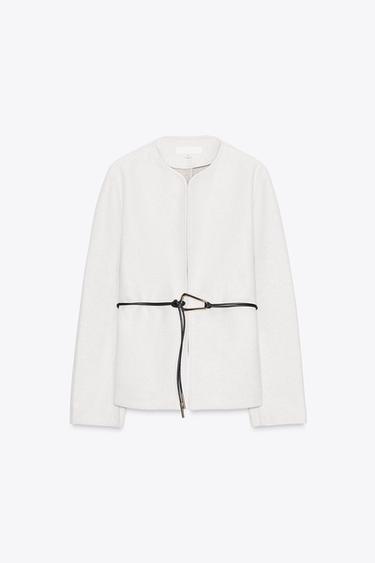 BLAZER COL ROND CEINTURE - Écru de Zara - Image 4