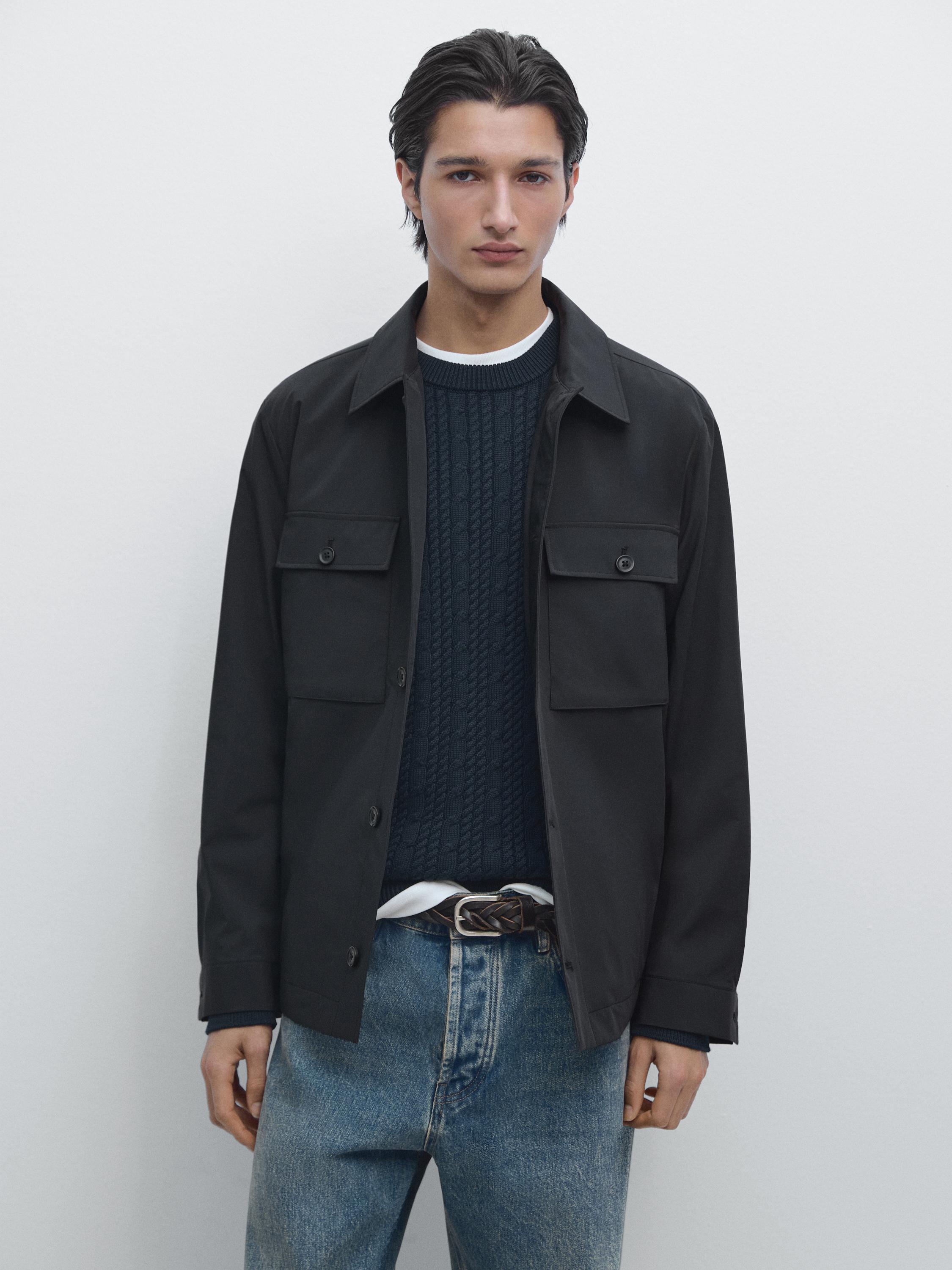 Short jacket with pocket details — Navy blue