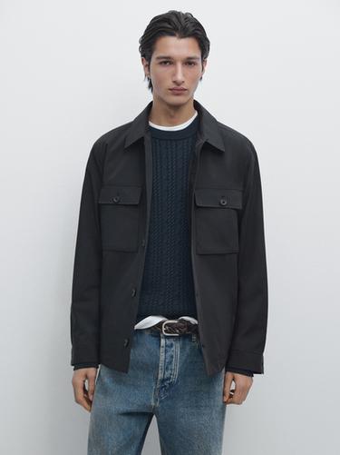 Zara Short jacket with pocket details - Navy blue