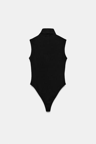 Zara HIGH COLLAR BODYSUIT - Black