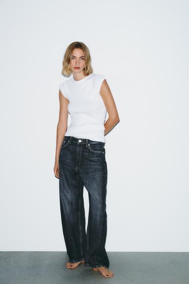 TRF BAGGY BARREL MID-WAIST JEANS - Navy blue by Zara