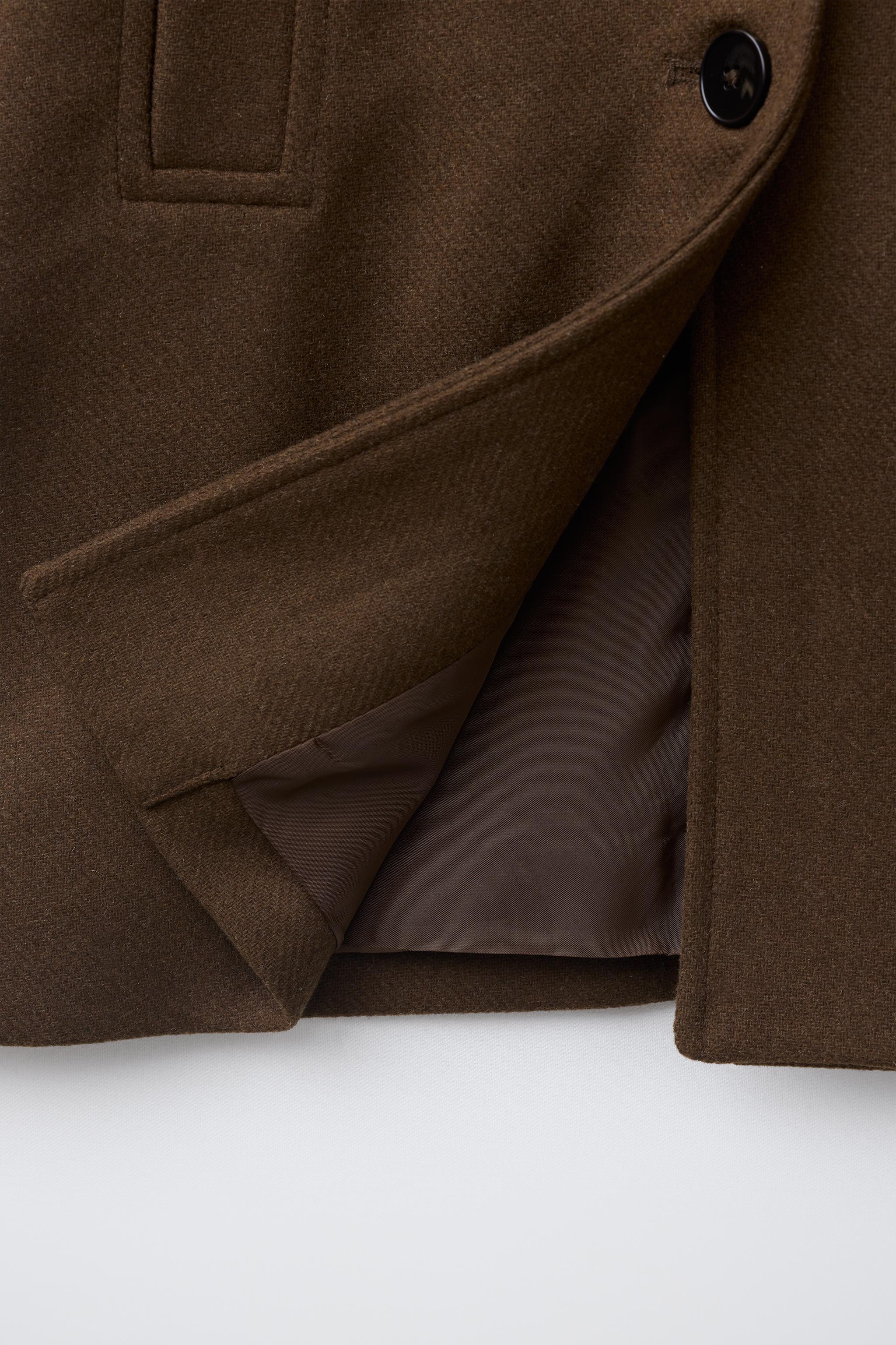 LONG WOOL-BLEND BUTTON-FRONT COAT