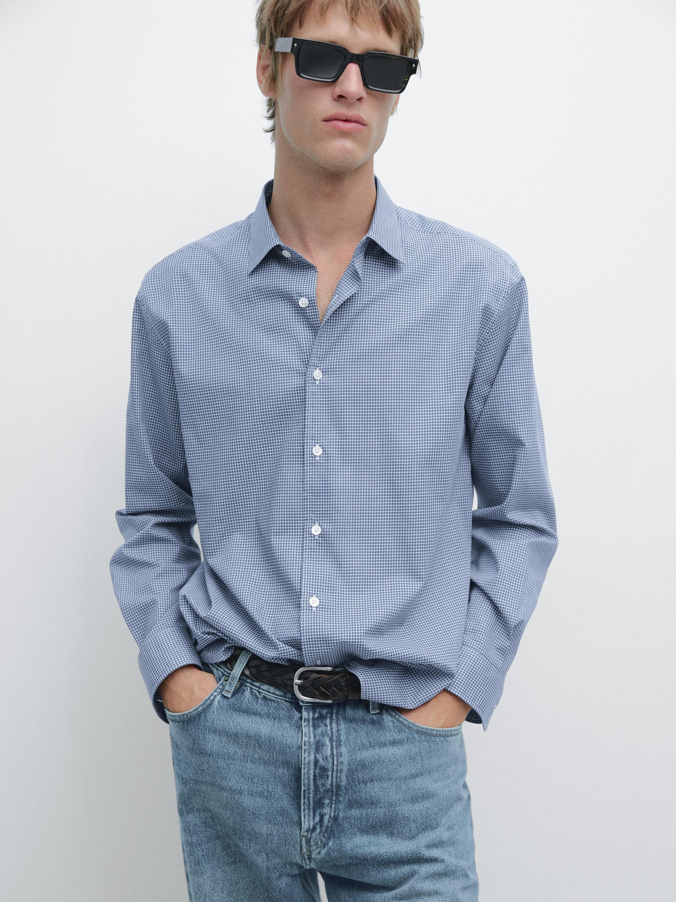 Regular fit check 100% cotton shirt