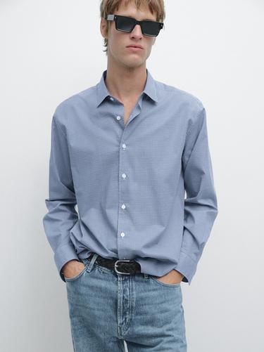 Zara Regular fit check 100% cotton shirt - Bluish