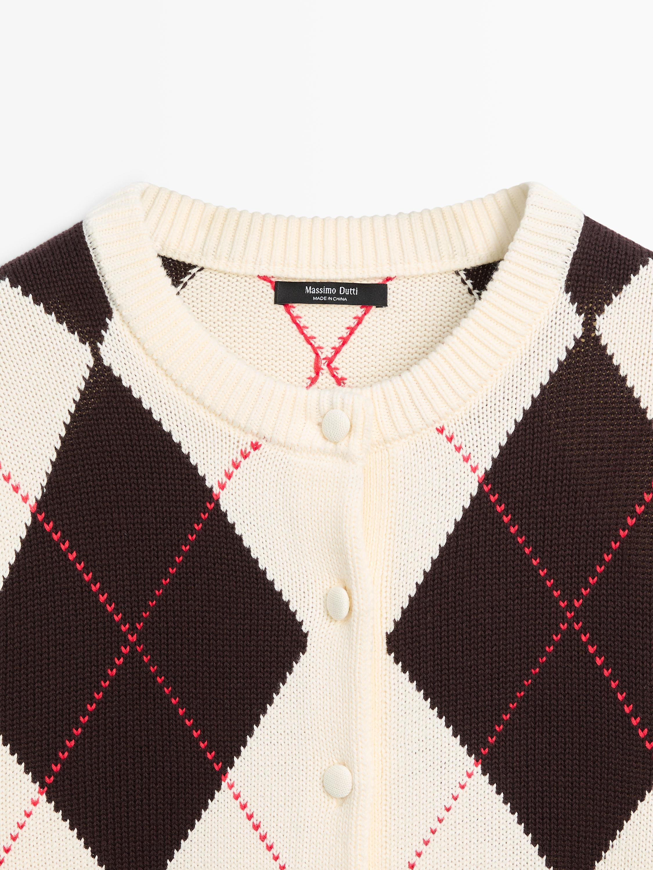 Cardigan à losanges en coton