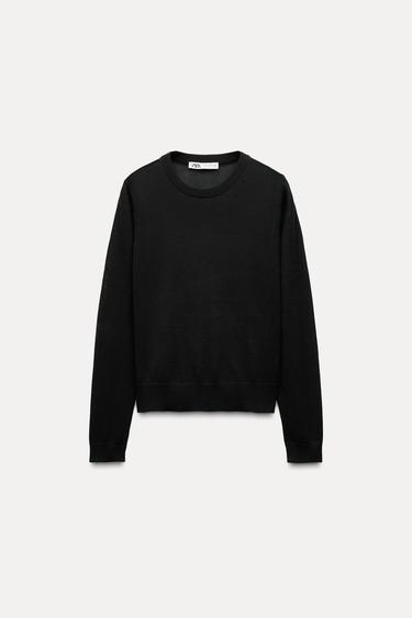 PLAIN KNIT SWEATER - Black by Zara