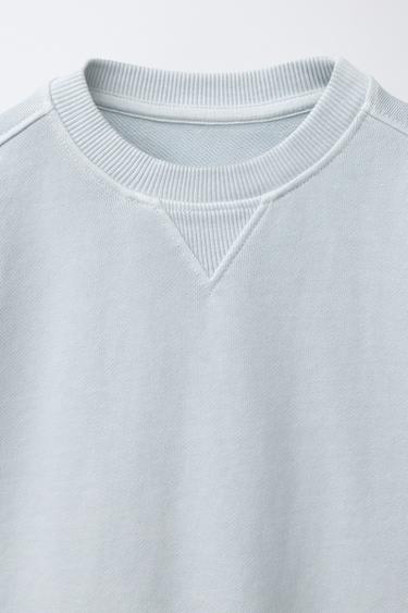 PLAIN GARMENT DYE SWEATSHIRT - Light blue by Zara - Image 2