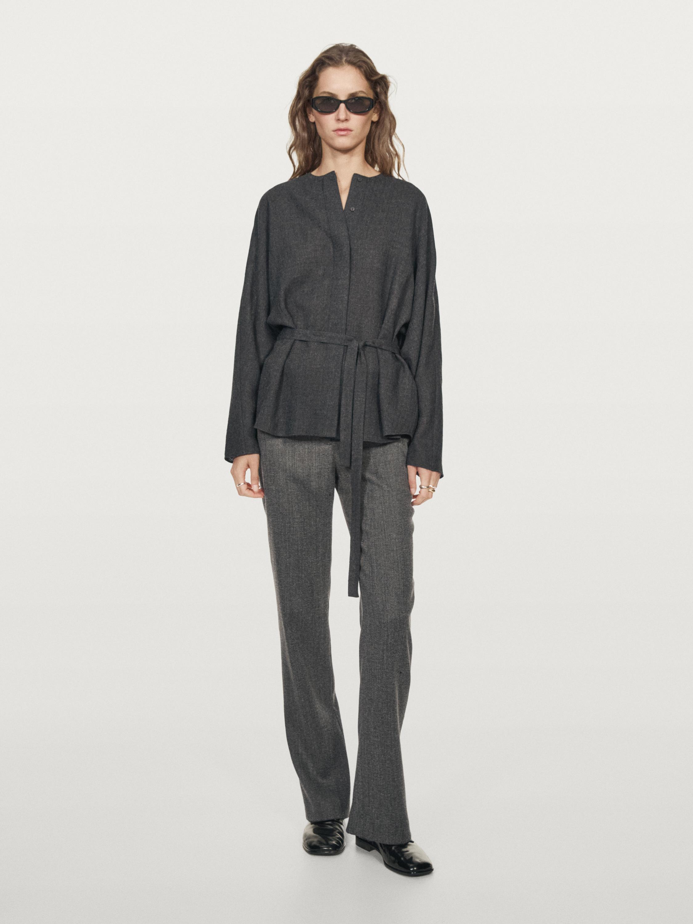 Felt texture shirt with tie detail