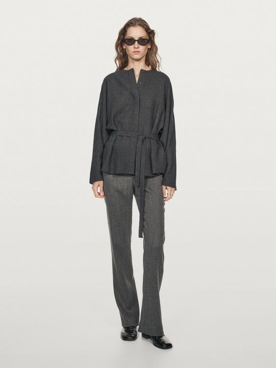 Felt texture shirt with tie detail