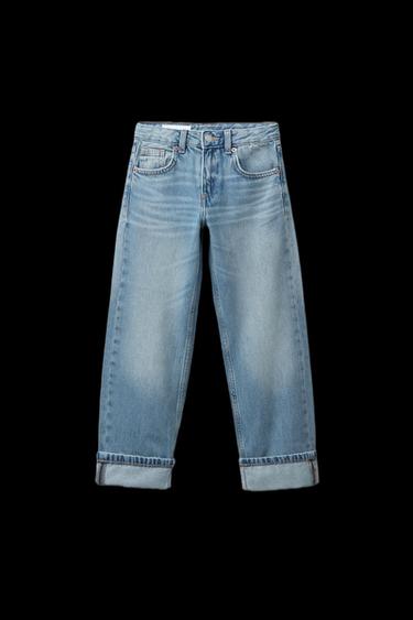 Zara STRAIGHT JEANS WITH HEART PATCHES - Blue - Image 0