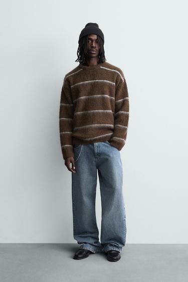 STRIPED TEXTURED JUMPER - Brown by Zara - Image 0