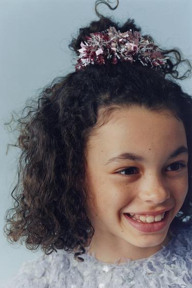 FEATHER AND SEQUIN T-SHIRT - Blue / Grey by Zara