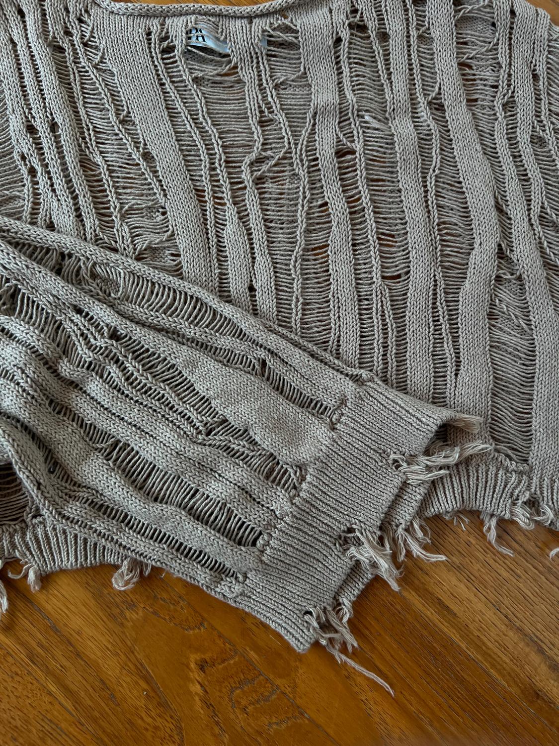 RIPPED KNIT CROPPED SWEATER - Image 3