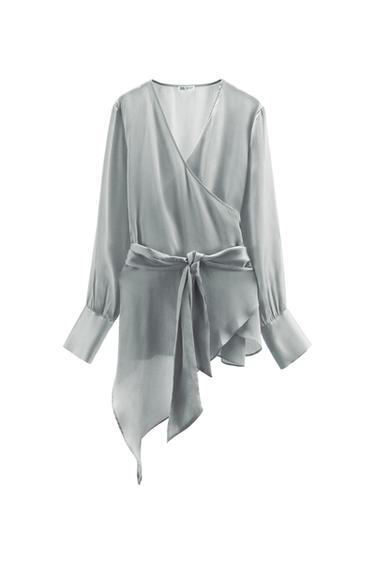 SATIN EFFECT WRAP SHIRT