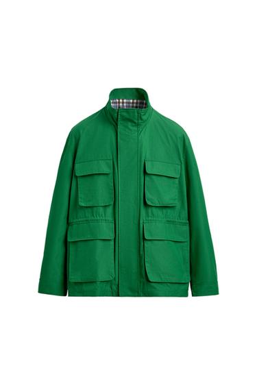 Zara RELAXED FIT POCKET JACKET - Green