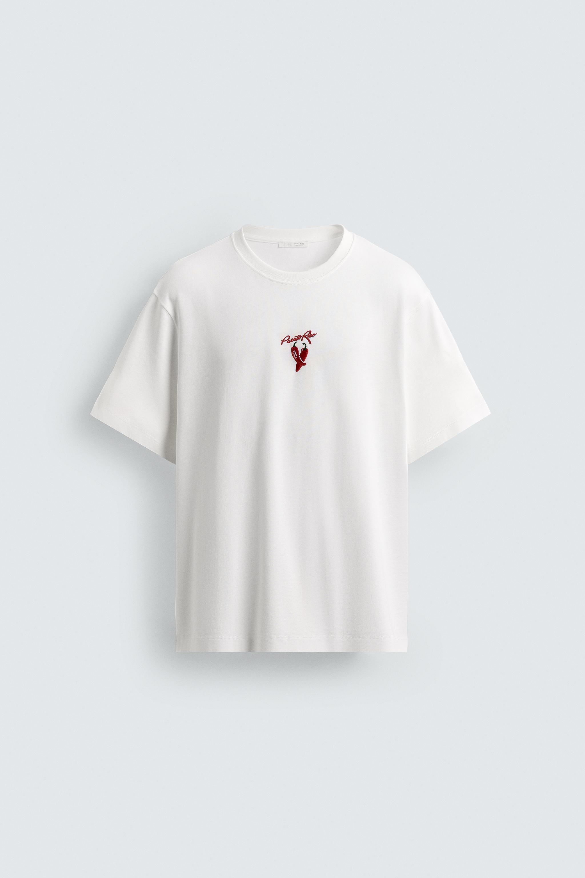 Y❤️M COMBINED EMBROIDERY T-SHIRT - Oyster-white | ZARA United States