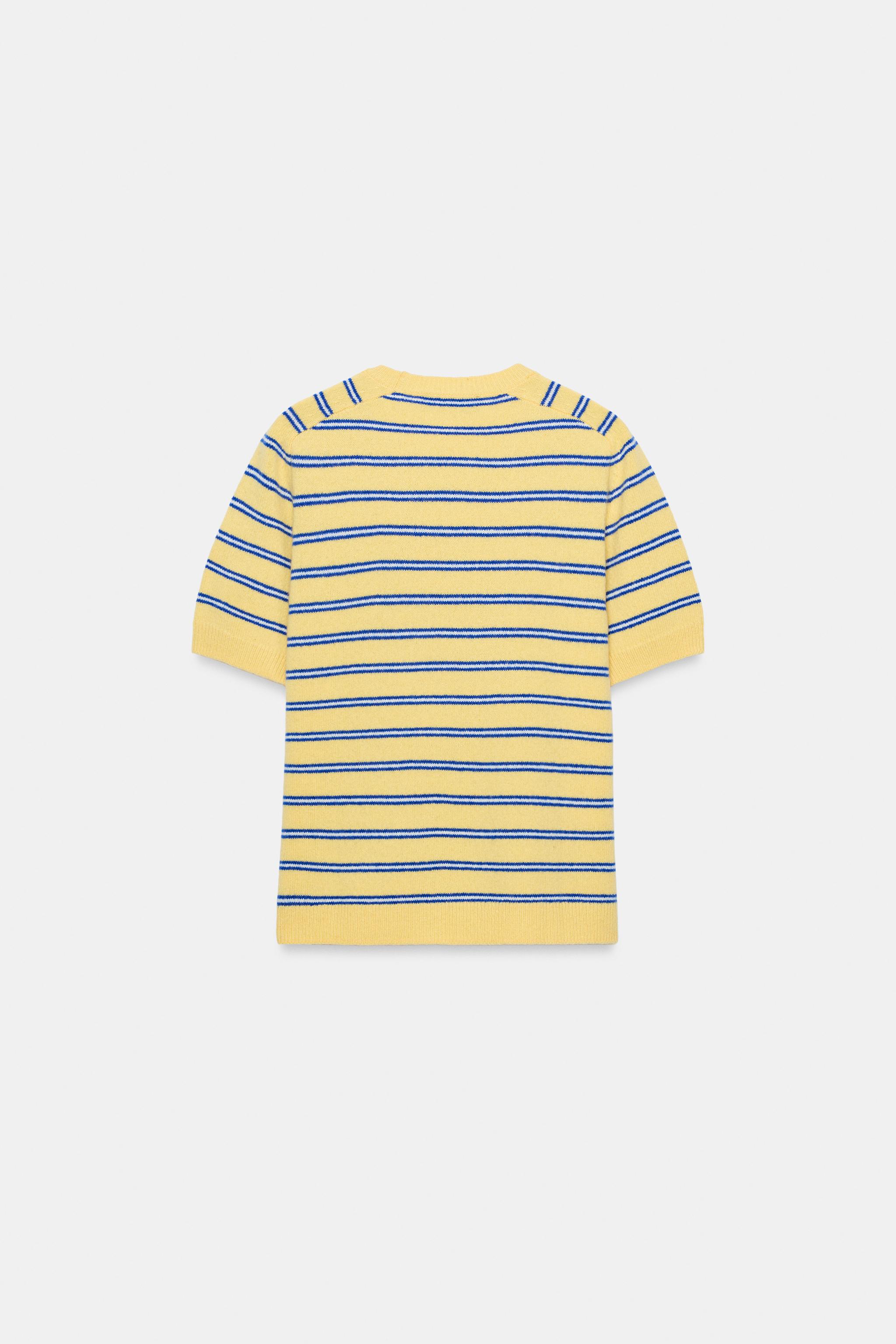 100% WOOL STRIPED SHORT SLEEVE JUMPER