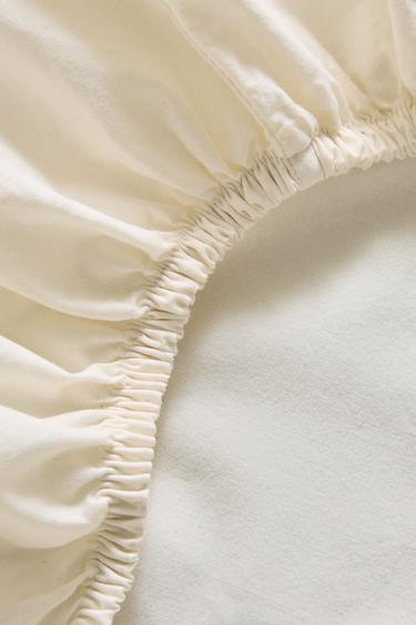 PERCALE FITTED SHEET (200 THREAD COUNT) - Ecru by Zara - Image 3