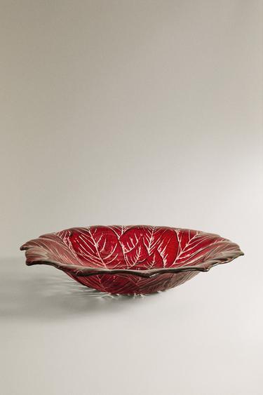 크리스마스 플로랄 유리 서빙 플래터 - Zara의 레드 - 이미지 0