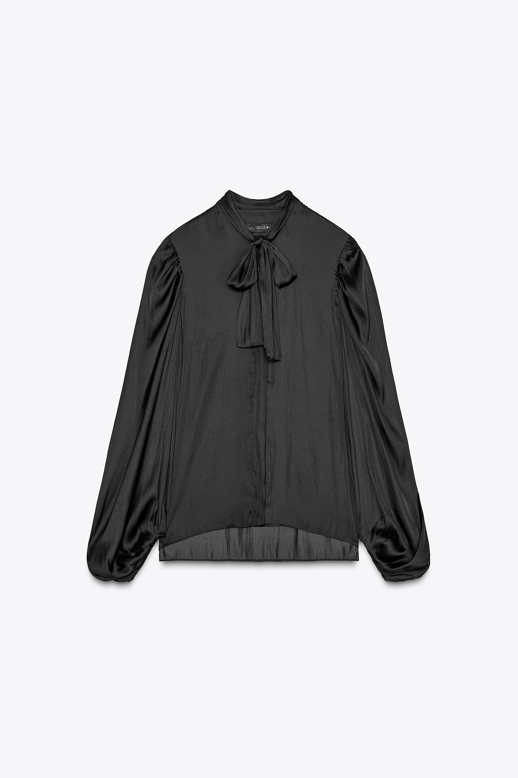 ZW COLLECTION BALLOON SLEEVE SHIRT - Black | ZARA United States ZW COLLECTION BALLOON SLEEVE SHIRT - Black | ZARA United States