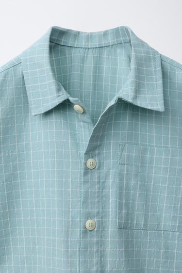 CHECK SHIRT WITH POCKETS - Light blue by Zara - Image 2