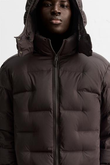 DOUDOUNE 100 % PLUMES À CAPUCHE DÉPERLANTE - Chocolat de Zara - Image 6