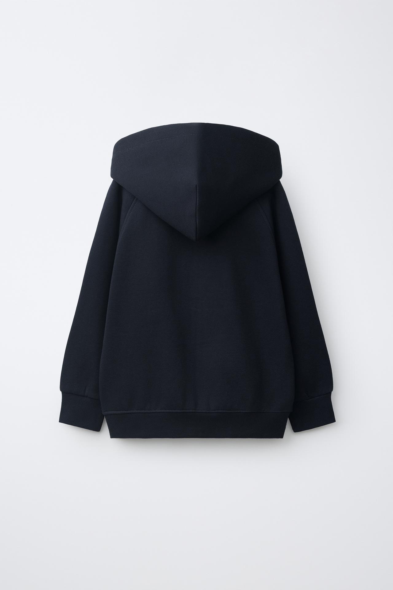 HOODED ZIP SWEATSHIRT — Navy blue