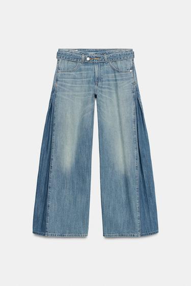 TRF BELTED MID-WAIST JEANS - Blue by Zara - Image 3