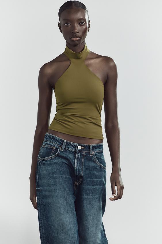 Verde Zara Zara Maglia Spalle Scoperte Maglioni Oversize Donna