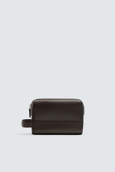 Zara PLAIN TOILETRY BAG - Brown