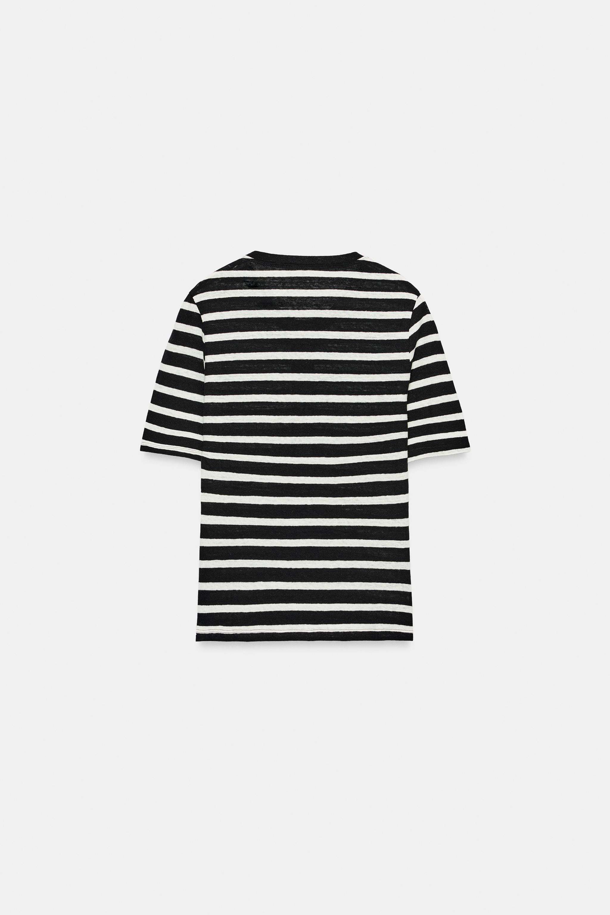 Женские футболки Zara LINEN BUTTON T-SHIRT — фото 5