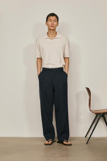 Zara Linen darted pants - LIMITED EDITION - Navy blue - Image 0