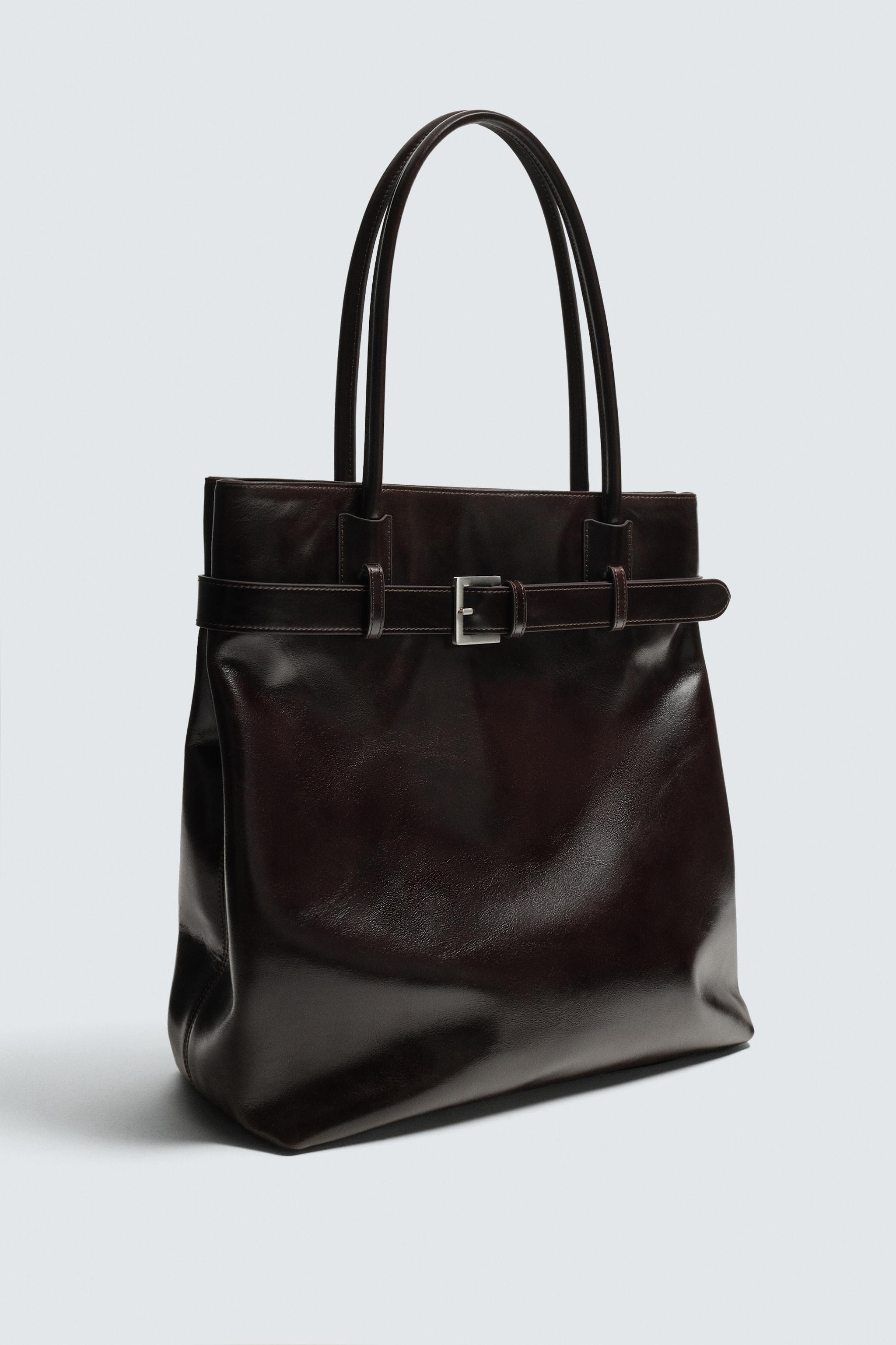 ベルトディテール レザートートバッグ - ブラウン | ZARA Japan / 日本