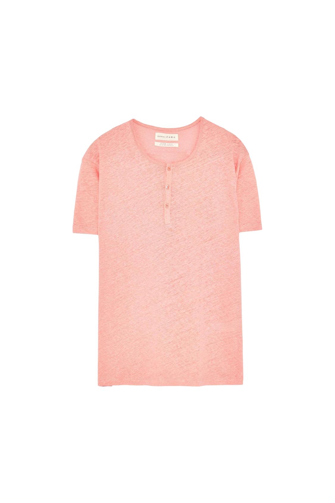 LINEN BUTTON NECK T-SHIRT - Image 5