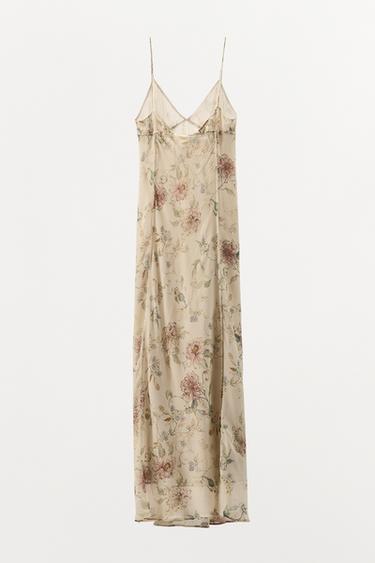 FLORAL PRINT STRAPPY DRESS - Ecru by Zara - Image 4