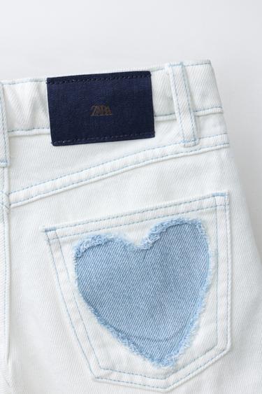 BERMUDA EN JEAN AVEC PIÈCES CŒUR - Blanc de Zara - Image 3