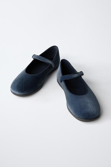 VELVET BALLET FLATS - Blue by Zara - Image 2