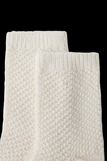Zara COTTON SILK KNIT SOCKS - Ecru